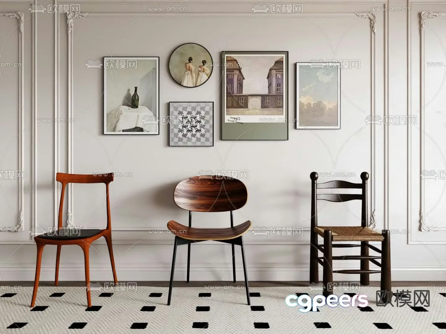 Medieval style chair dining chair 3d model