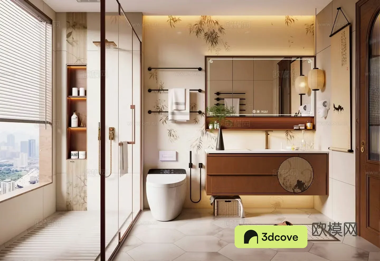 New Chinese Song-style bathroom Song-style bathroom cabinet partition bathroom supplies