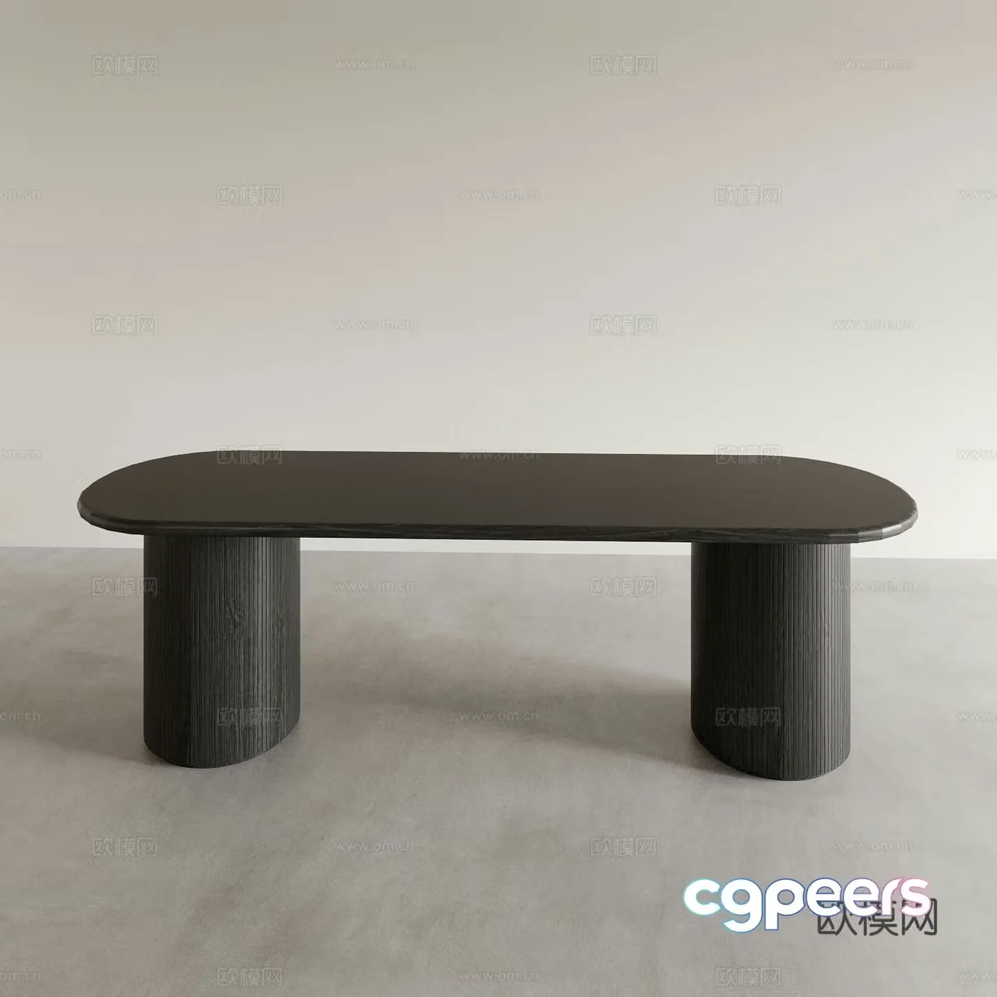 Oval dining table minimalist dining table 3d model