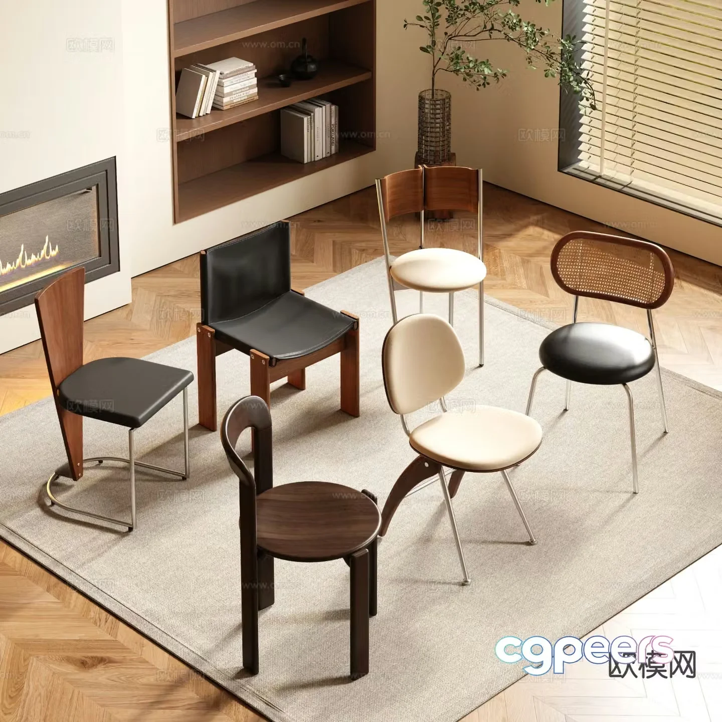 Medieval style single chair dining chair 3d model