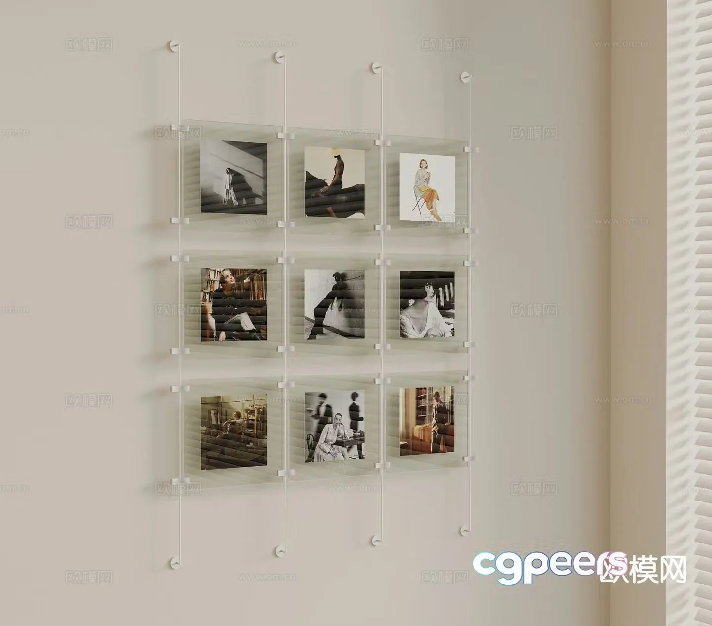 Modern photo wall acrylic hanging decoration 3d model