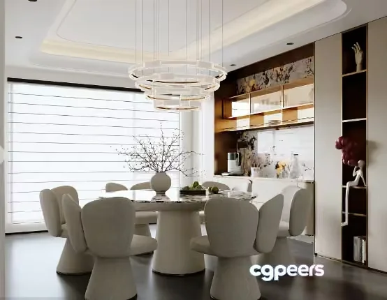 Modern Dining Room 3D Model – 11980 – VRAY Render