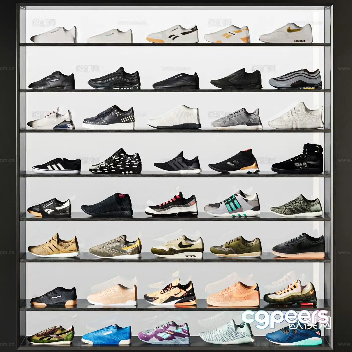 Modern sports shoes combination shoe rack product shelves shoes display rack product display cabinet 3d model