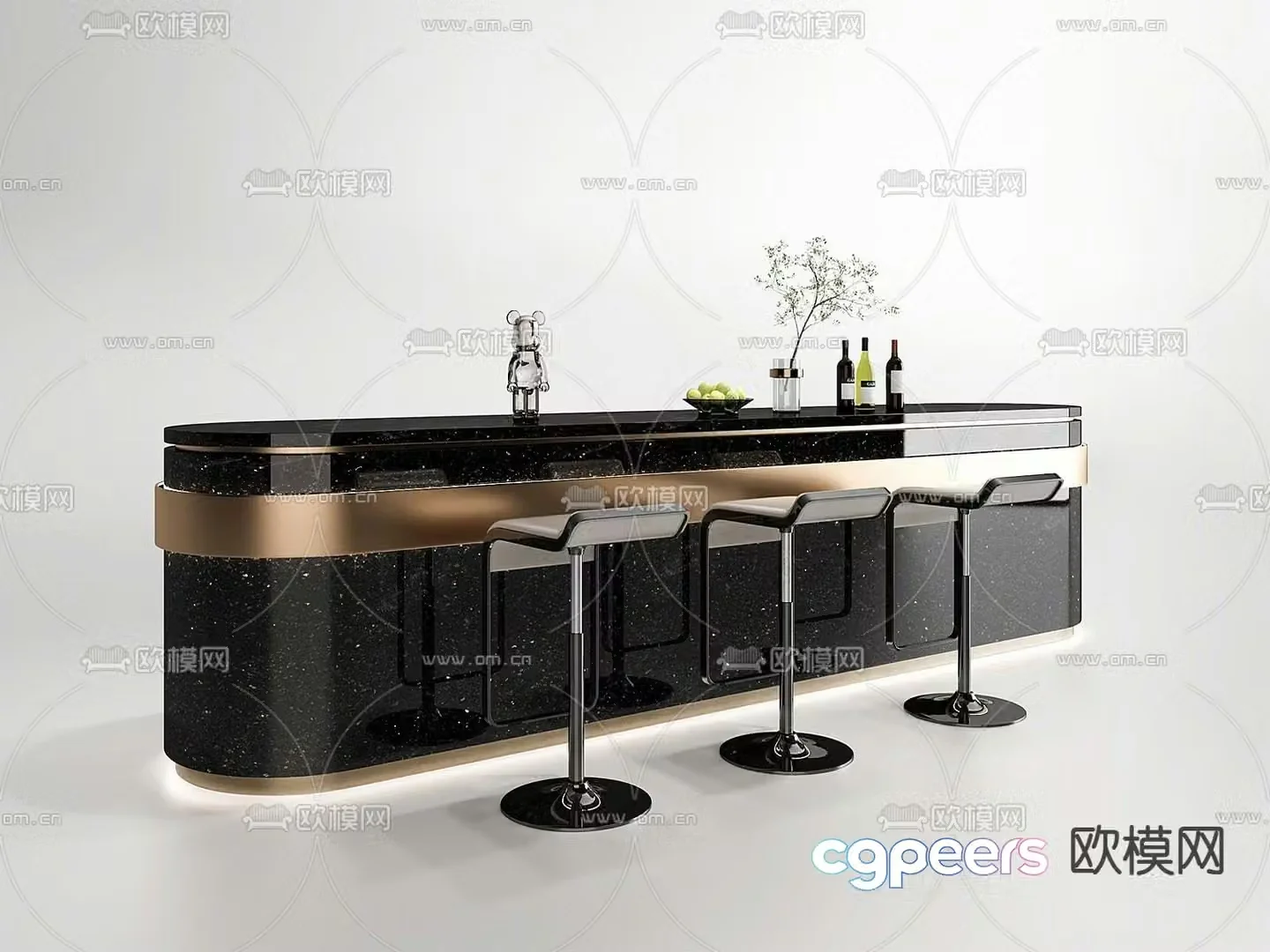 Marble bar chair 3d model