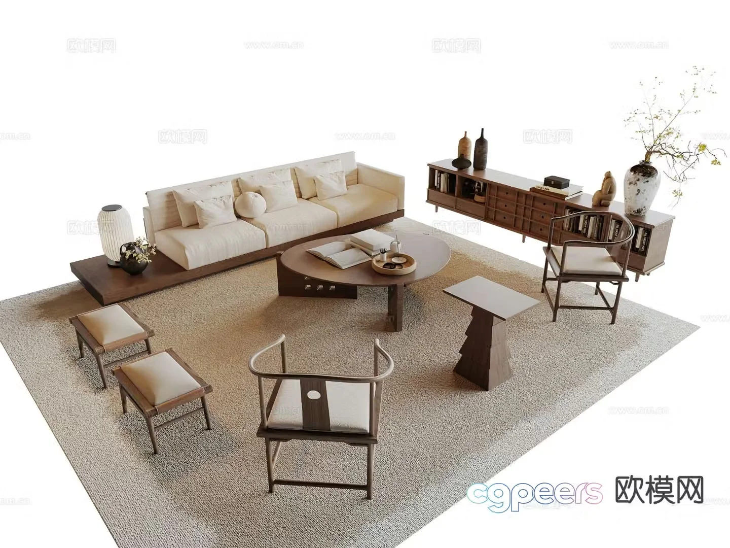 Medieval style modular sofa 3D model