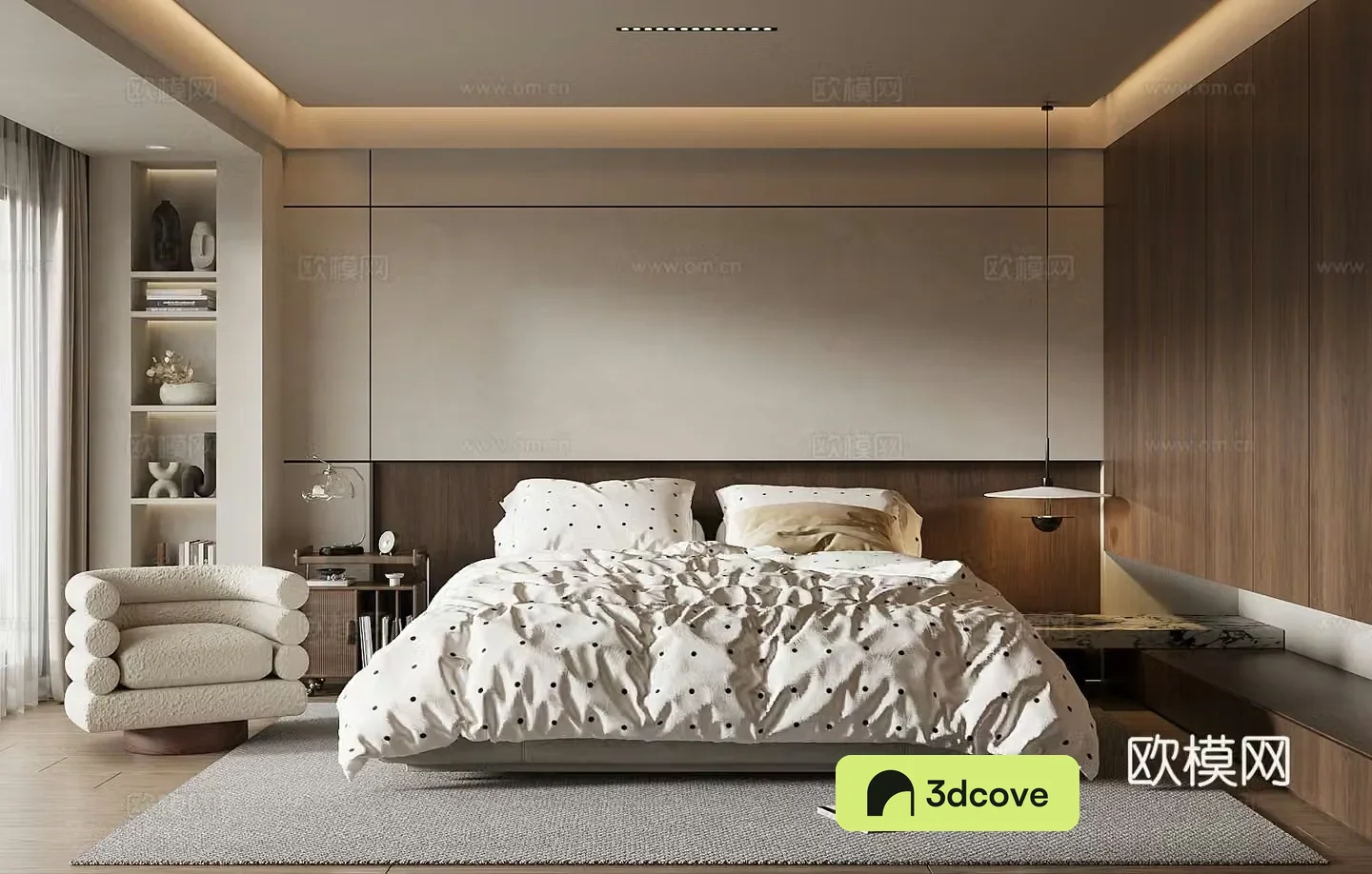 Middle-aged home bedroom master bedroom 3d model