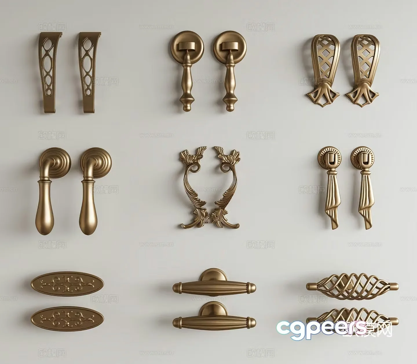 French cabinet door handle Cabinet door handle Metal handle Metal wind cabinet door handle Handle 3D model