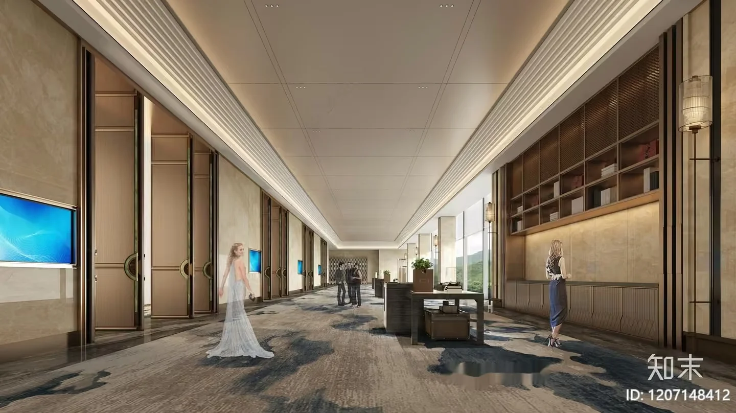 Modern Office Hallway 3D Model – 8890 – VRAY Render