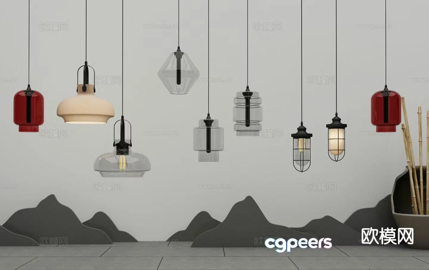Modern glass chandelier 3d model
