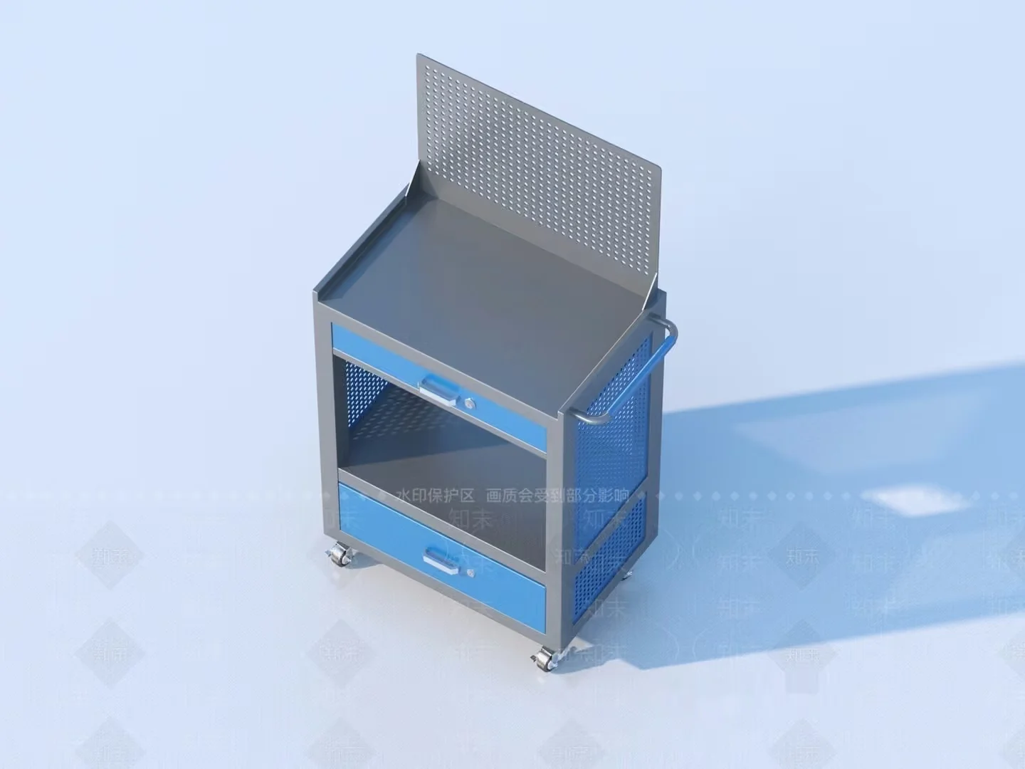 Blue Metal Cart 3D Model – 4687 – VRAY Render