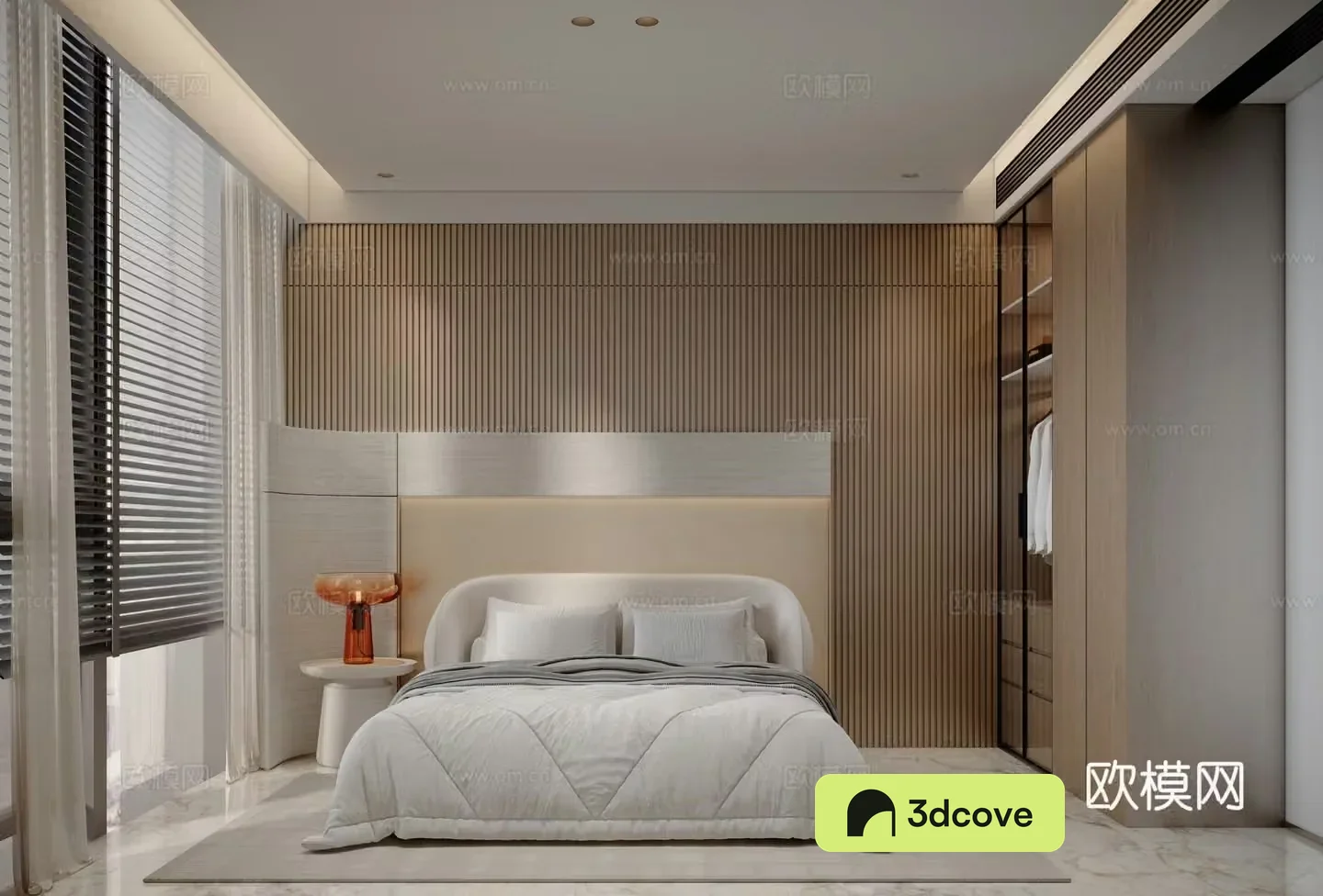 Modern log style bedroom