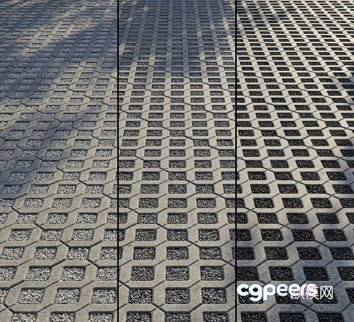 Modern outdoor pavement stone paving road cobblestone road road sidewalk pavement material 3D model