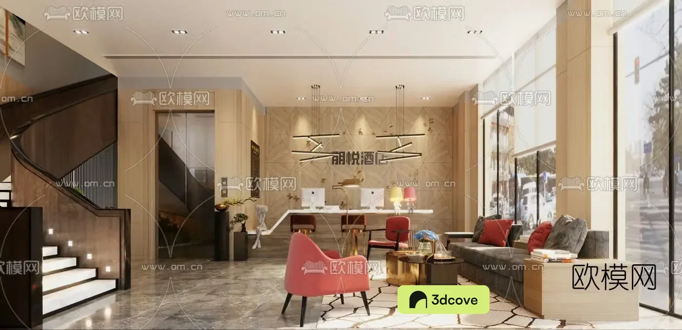 modern express hotel front desk lobby
