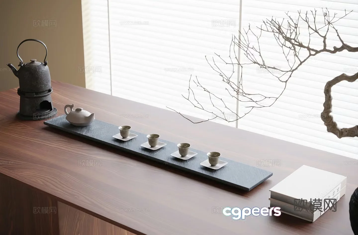Modern tea set ornaments 3d model