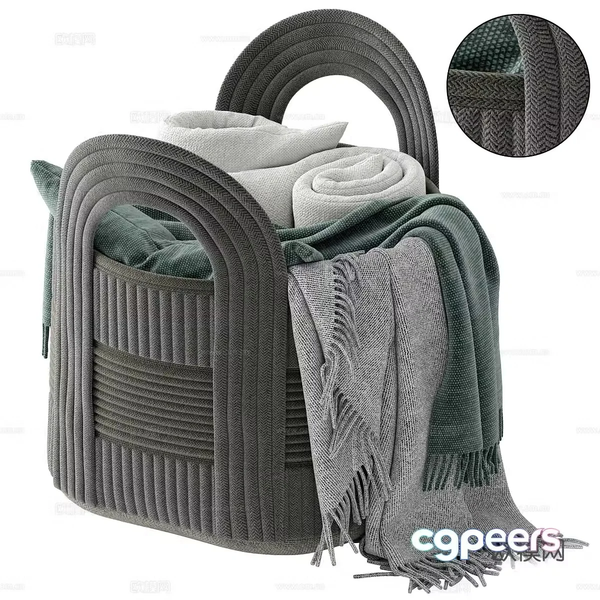 Modern Italian fabric storage basket 3D model