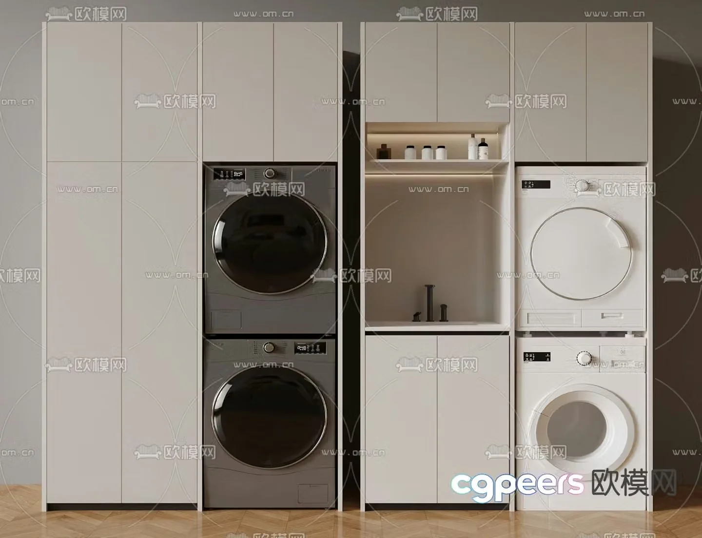 Modern balcony cabinet washing machine cabinet 3d model