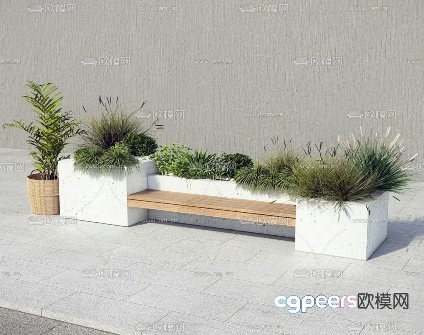 Modern landscape seating 3d model