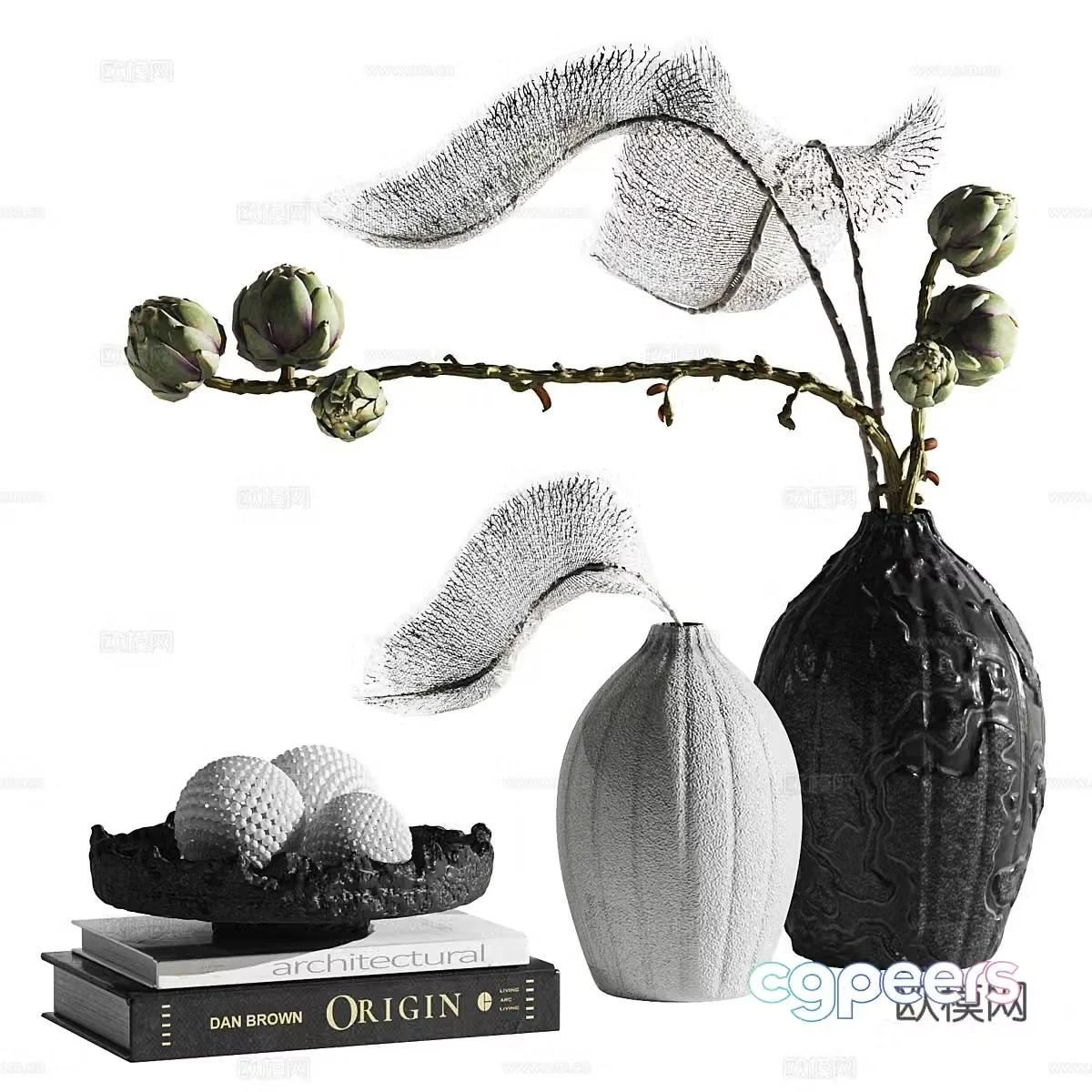 New Chinese style waive vase flower art 3D model