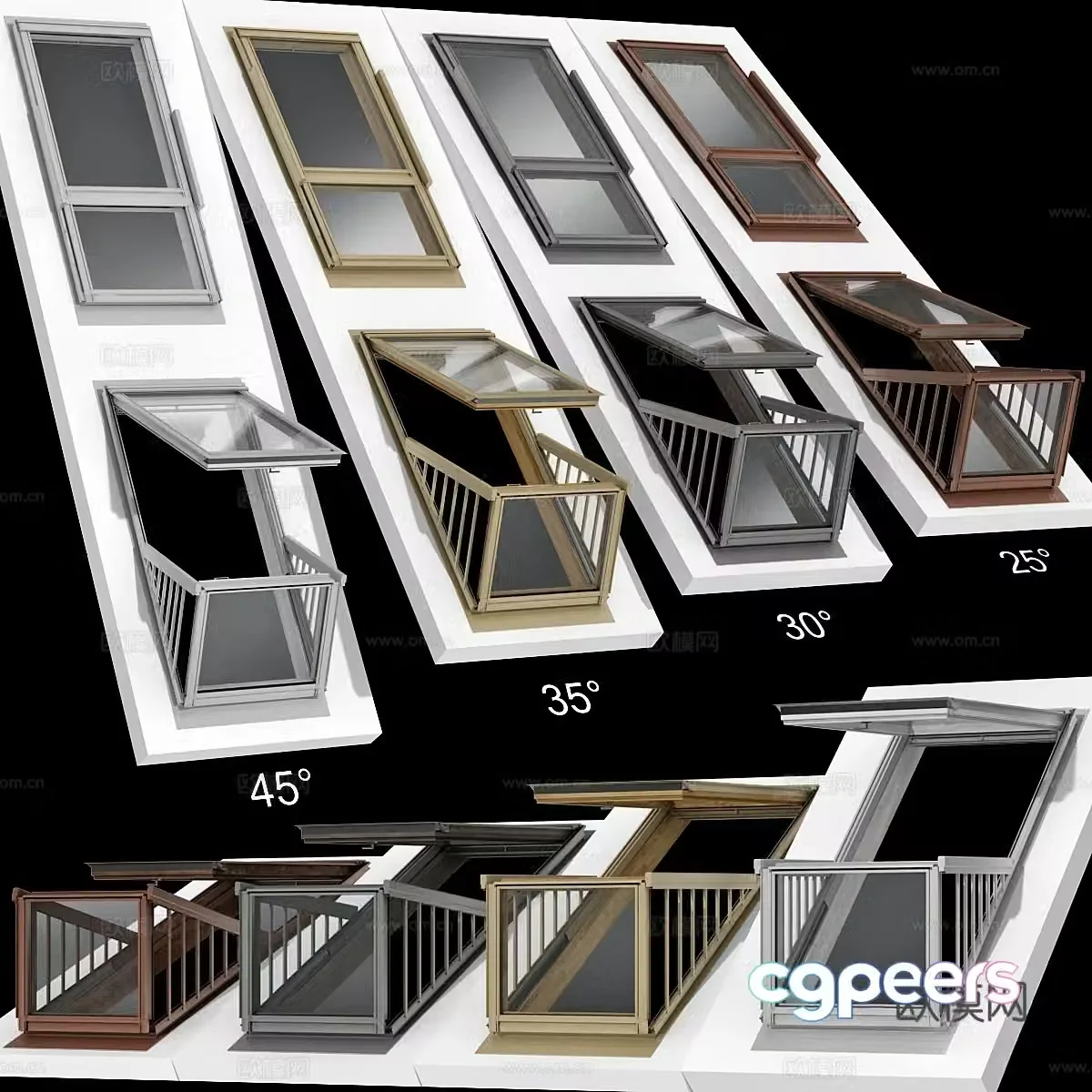 Modern roof skylight 45 degree skylight 3D model