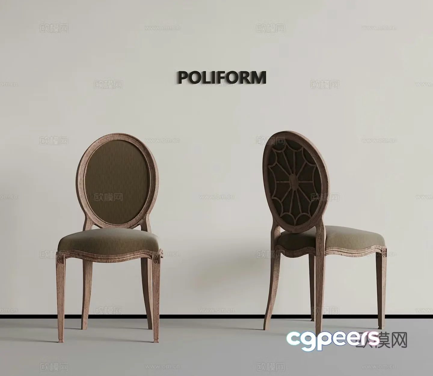 Dining chair French retro style dining chair writing chair 3d model