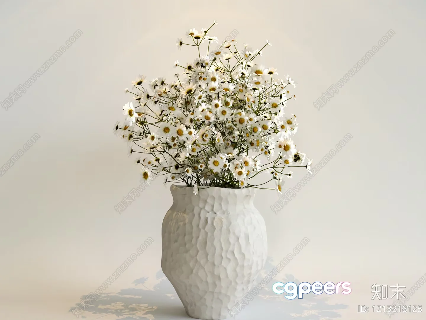 White Textured Vase 3D Model – 21473 – VRAY Render