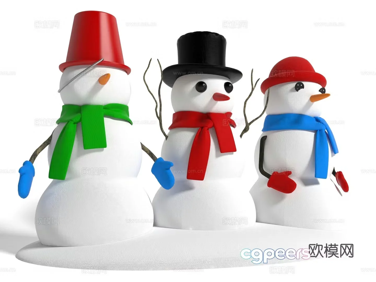 Modern snowman landscape 3d model