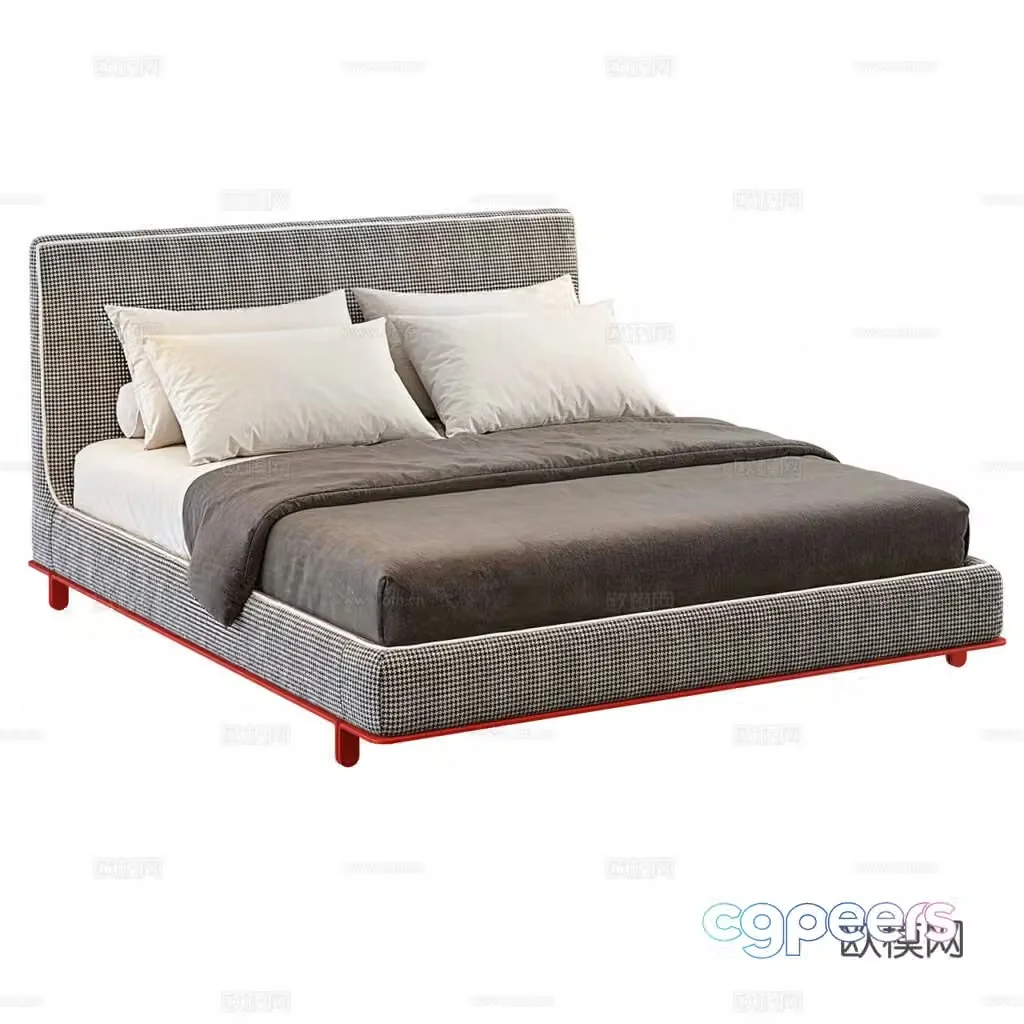 Modern Italian fabric double bed 3D model
