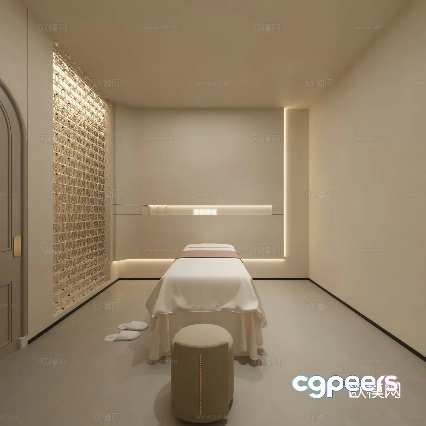 Minimalist beauty salon private room private room beauty bed glass brick 3D model 3D model