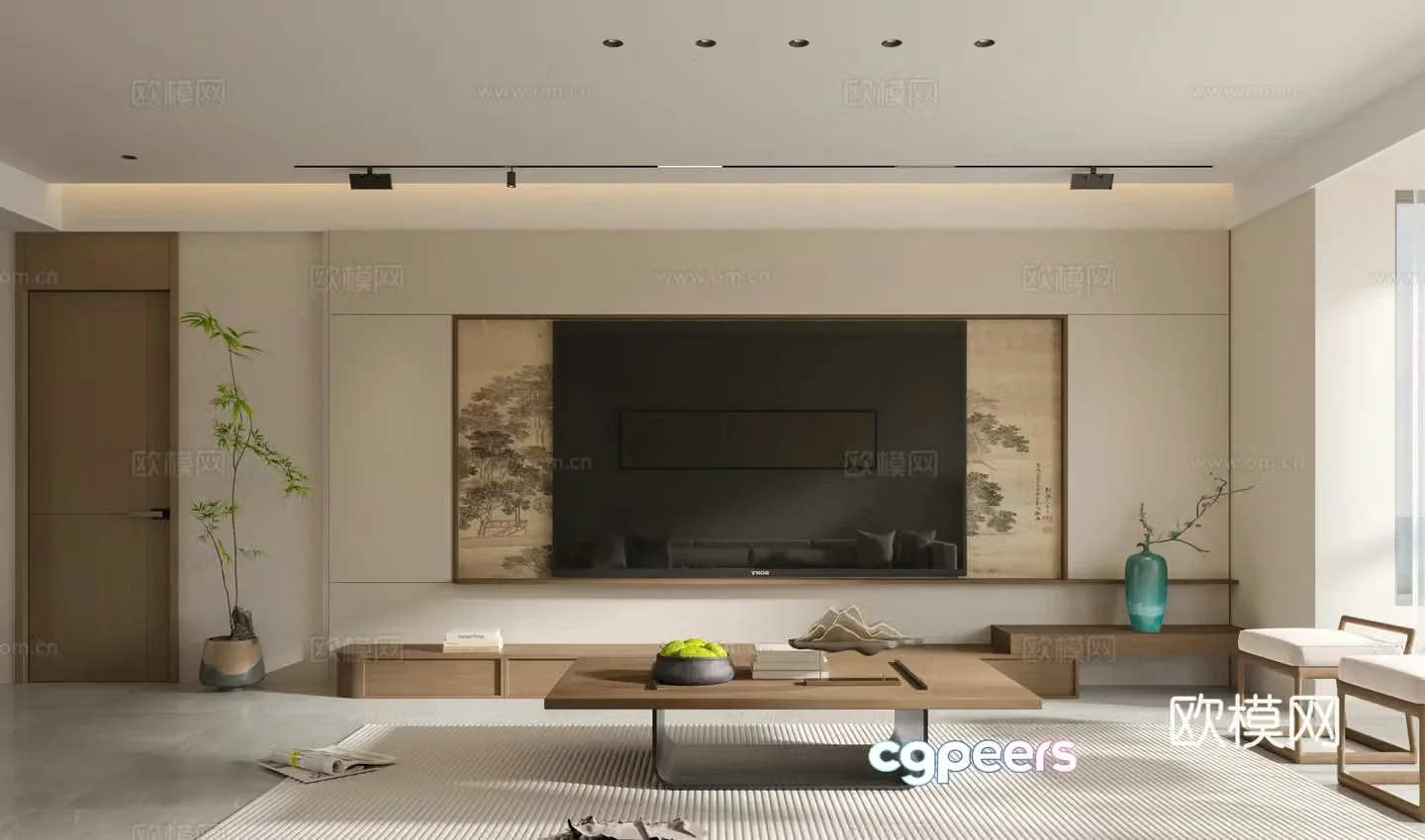 Chinese living and dining room 3D model