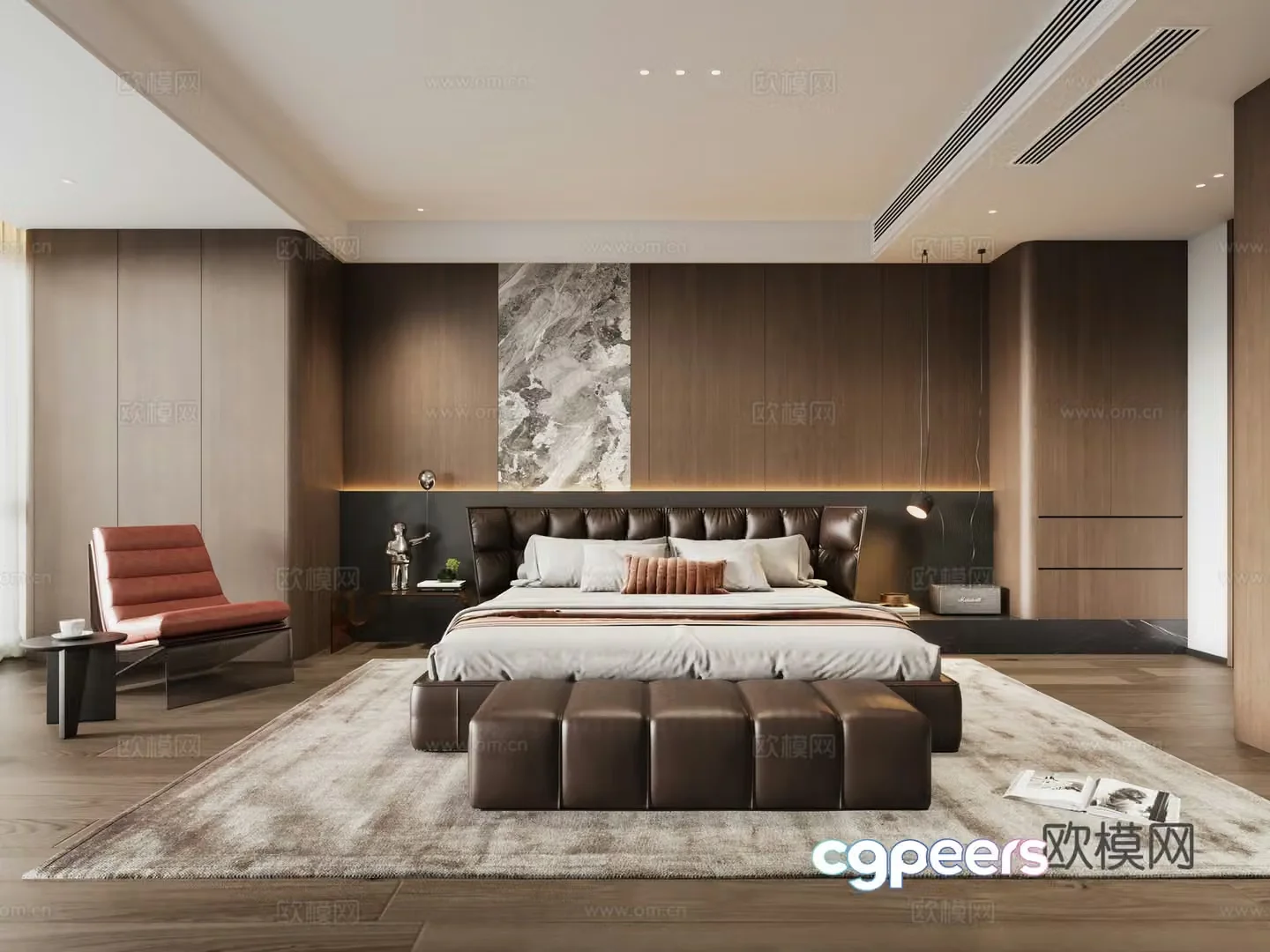 Italian light luxury bedroom master bedroom 3D model
