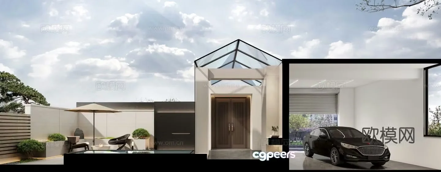 Villa courtyard landscape 3d model