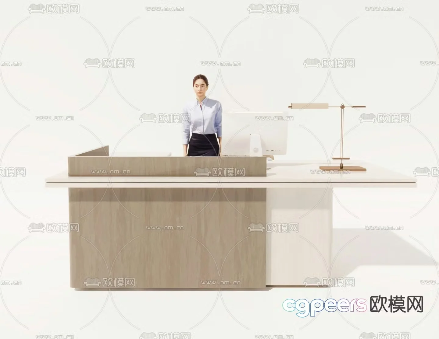 Modern front desk reception desk cashier 3d model