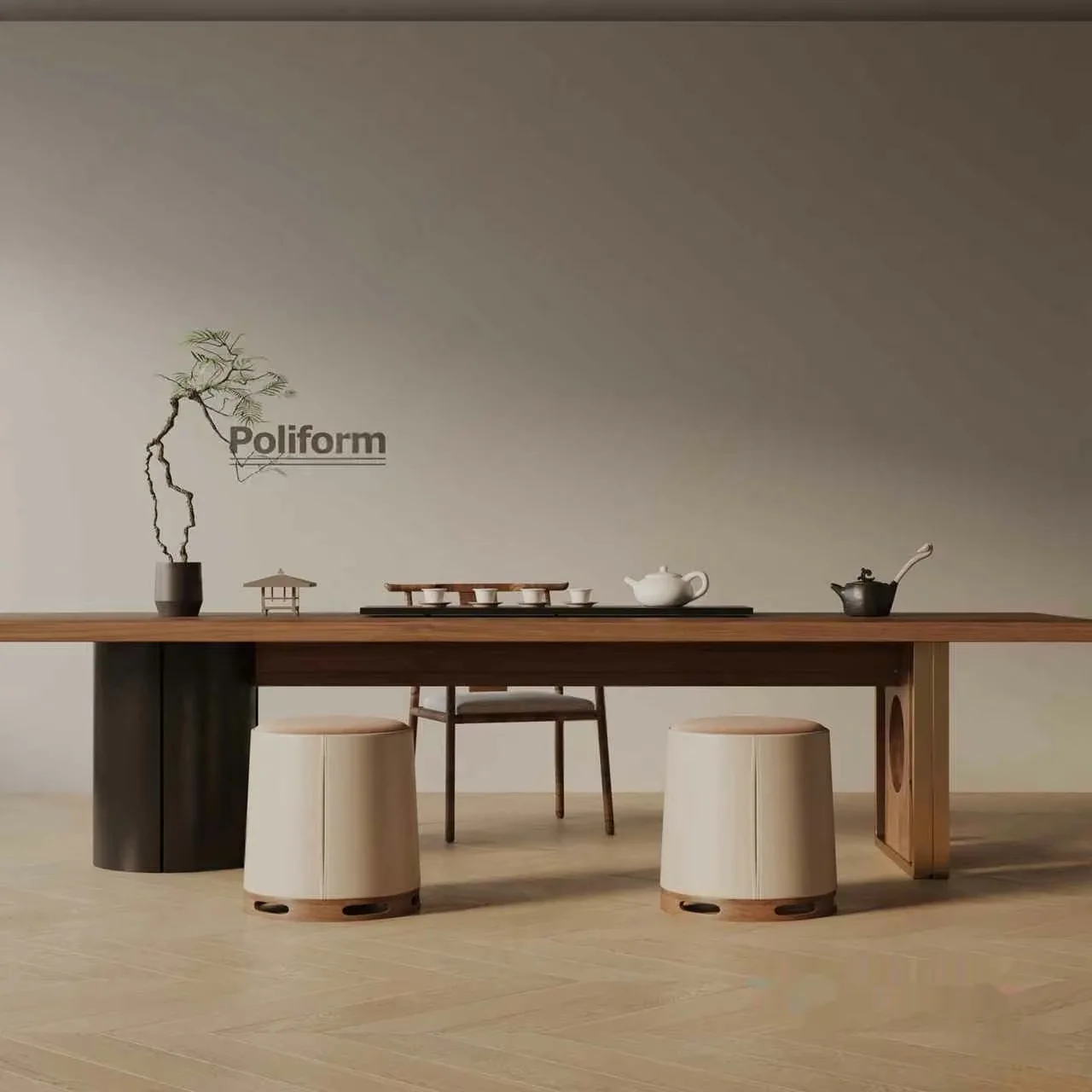 Modern Japanese-Inspired Dining Room 3D Model – 7085 – VRAY Render