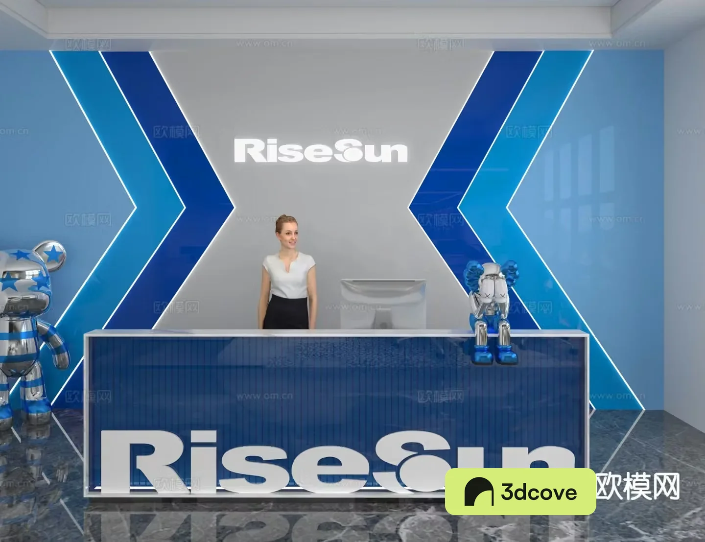 Modern front desk reception desk information desk office background