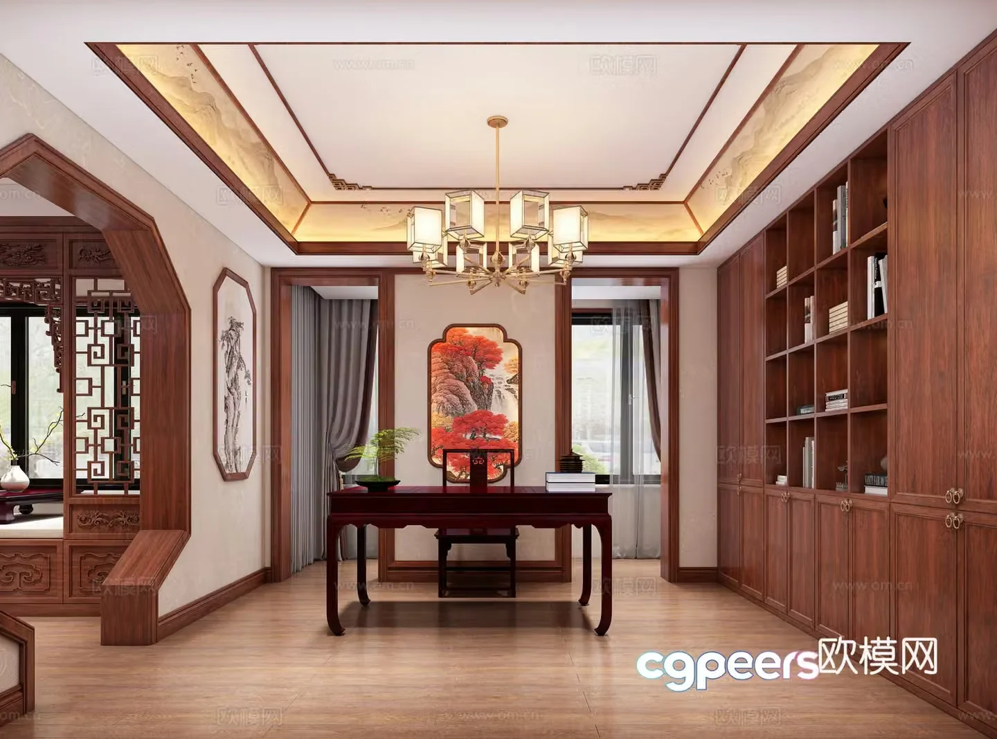 Chinese new Chinese study room 3D model