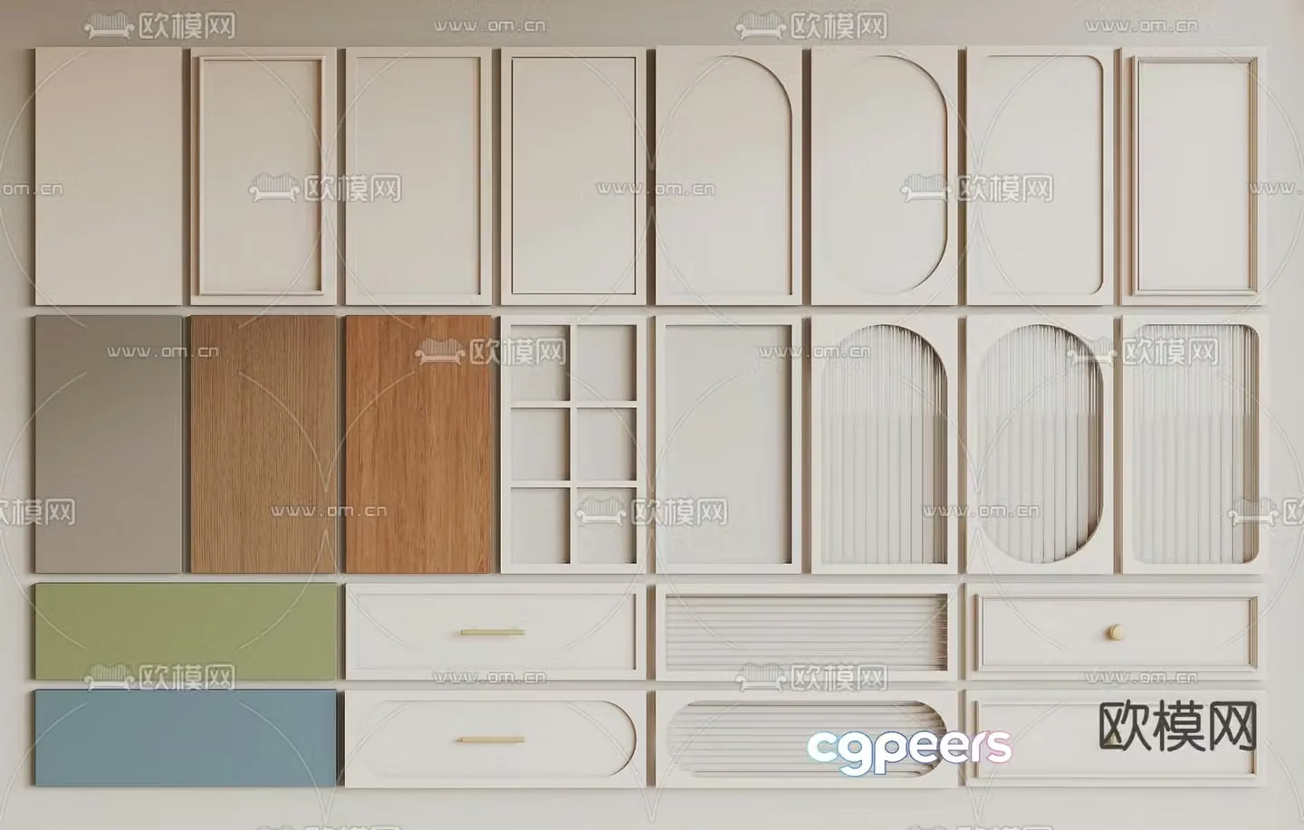 French door panel drawer door panel cabinet door 3D model