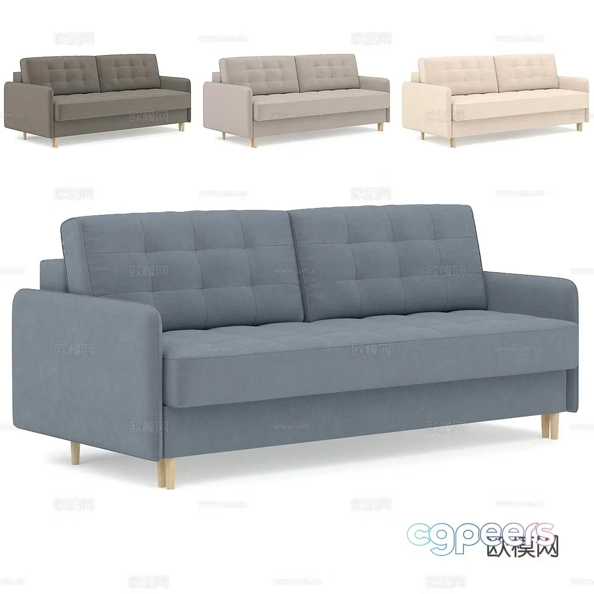 Modern minimalist sofa double sofa fabric sofa 3d model