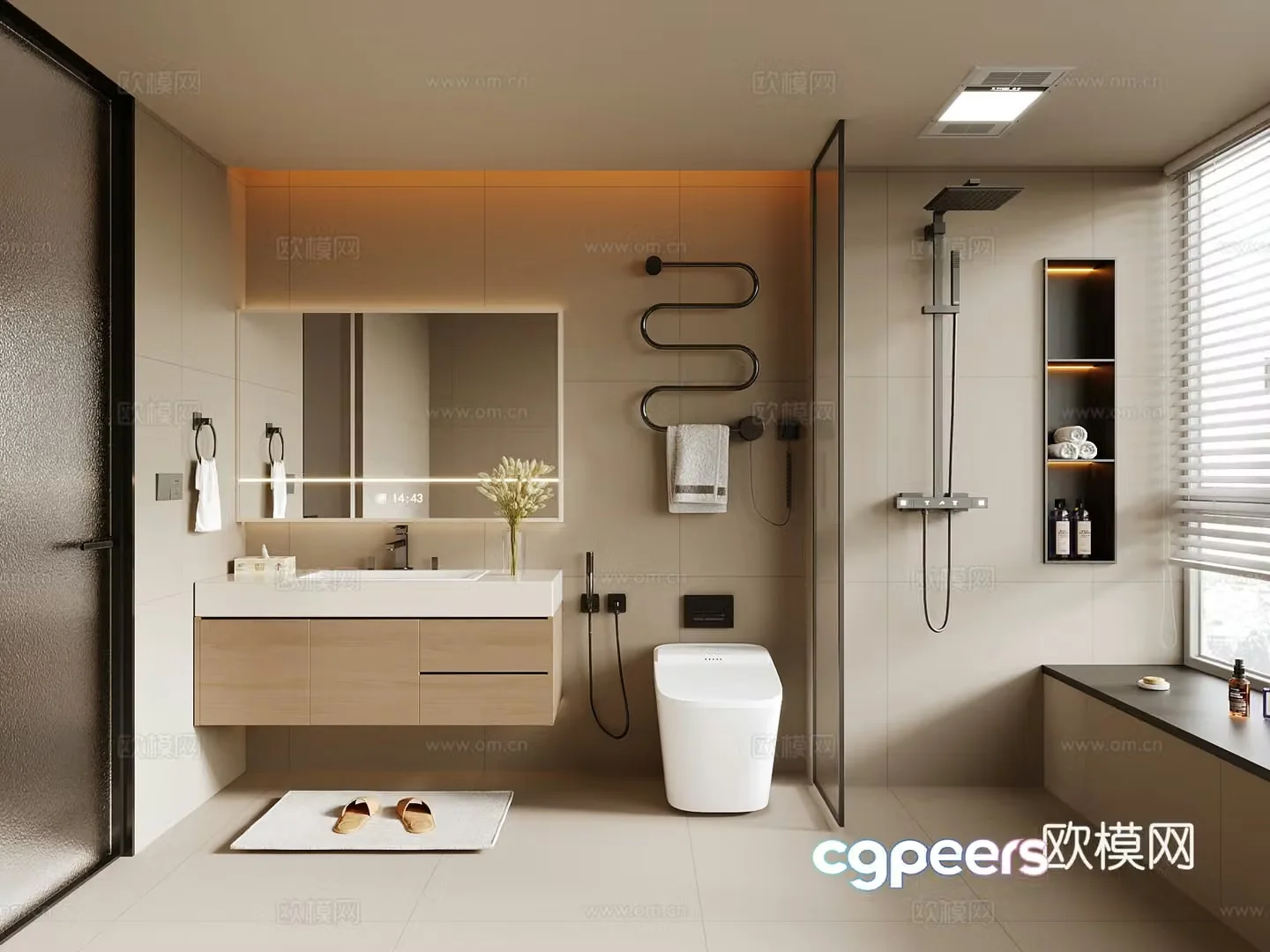 Modern bathroom bathroom cabinet toilet shower room 3d model
