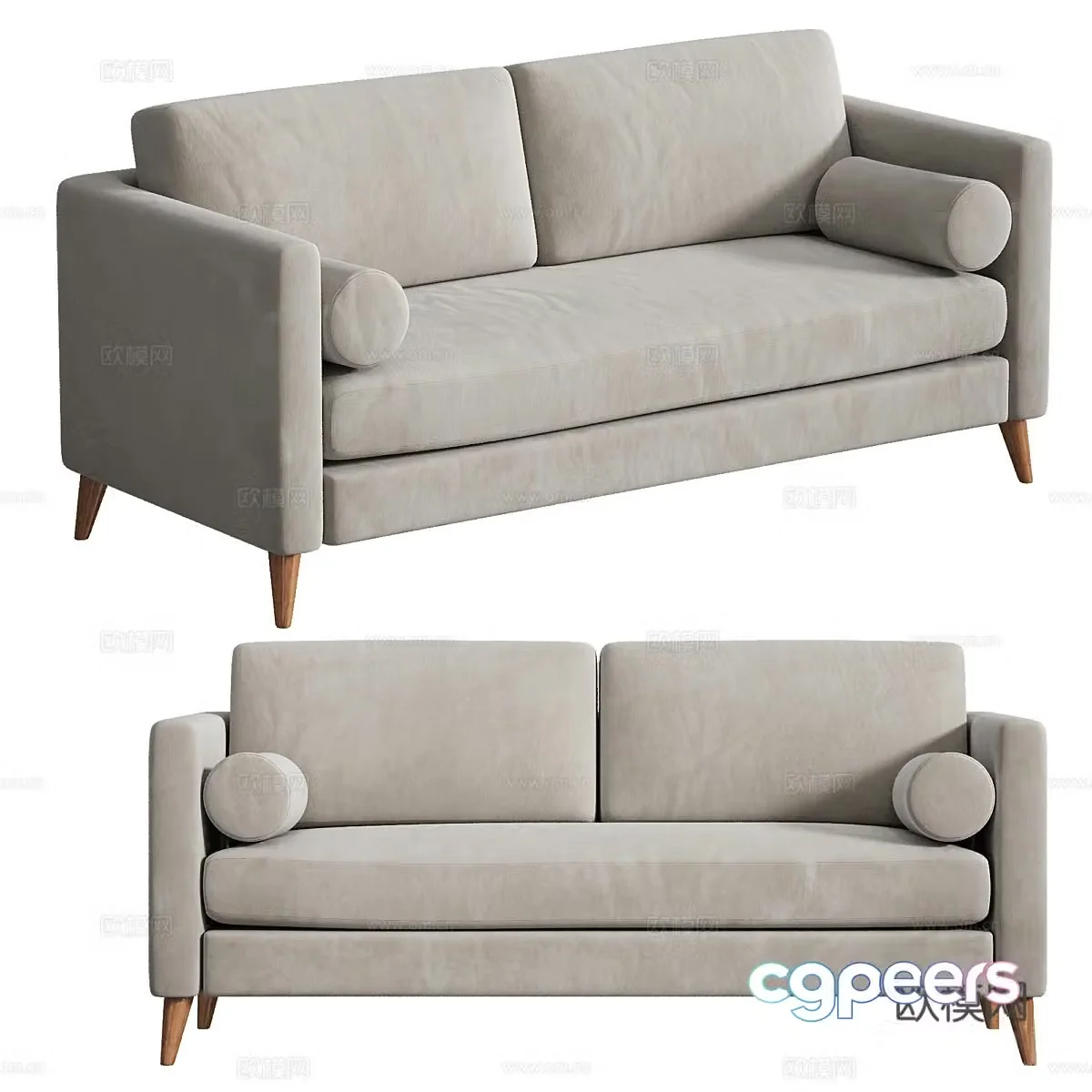 Modern fabric double sofa 3d model