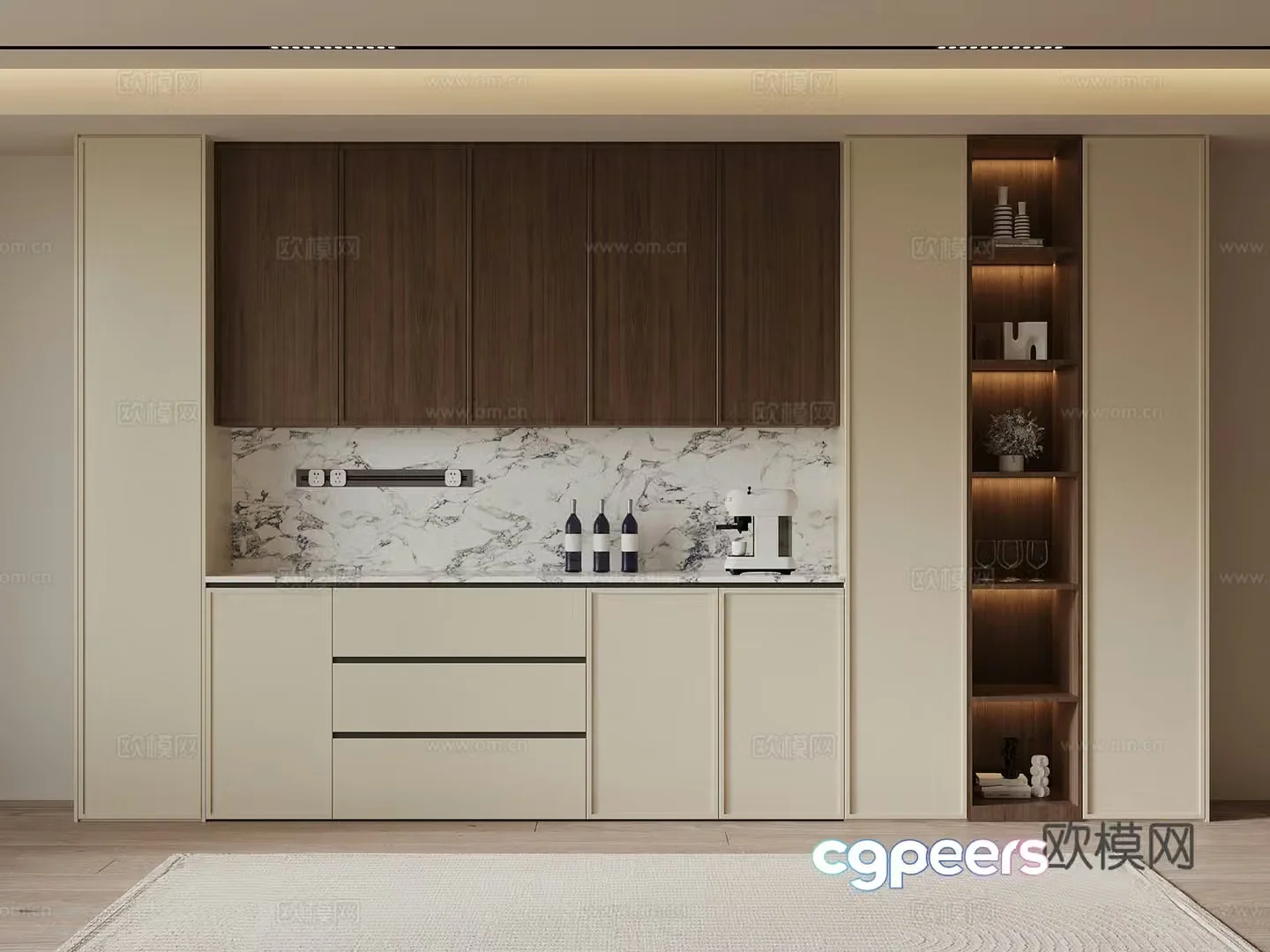 Middle-aged wine cabinet sideboard 3D model