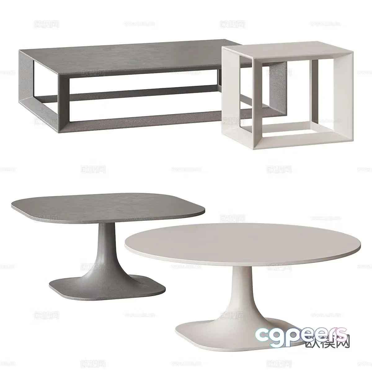 Modern Italian minimalist coffee table combination 3D model