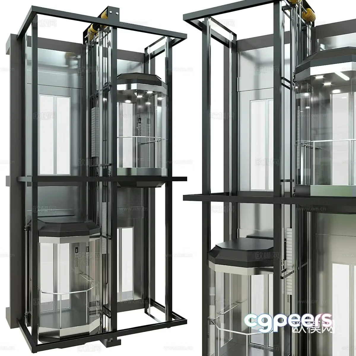 Sightseeing elevator glass elevator 3d model