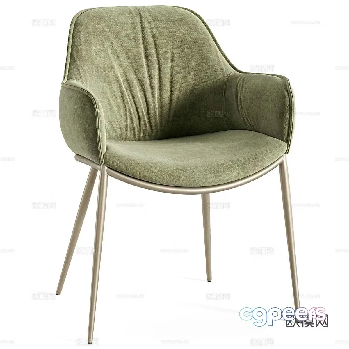 Light luxury fabric leather chair 3D model