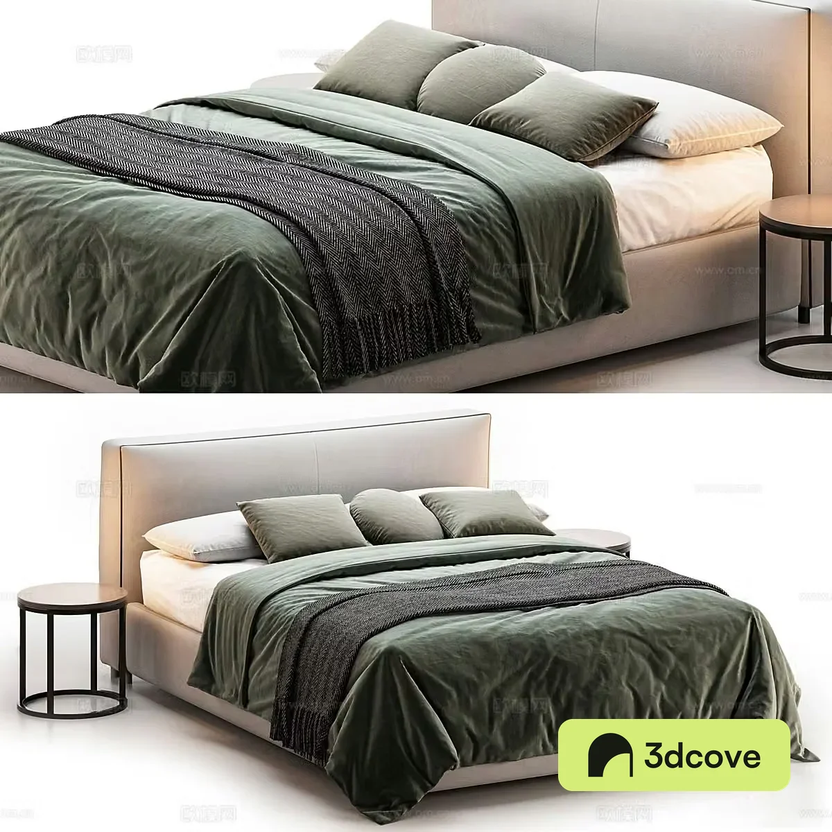 New Chinese style fabric double bed