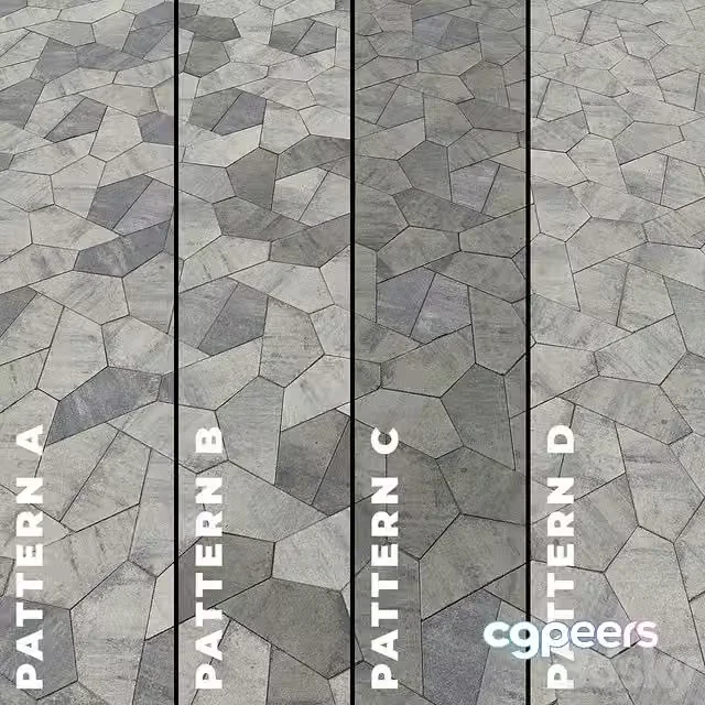 3ds Max Free – Set of four textures of asymmetrical paving stones Origami