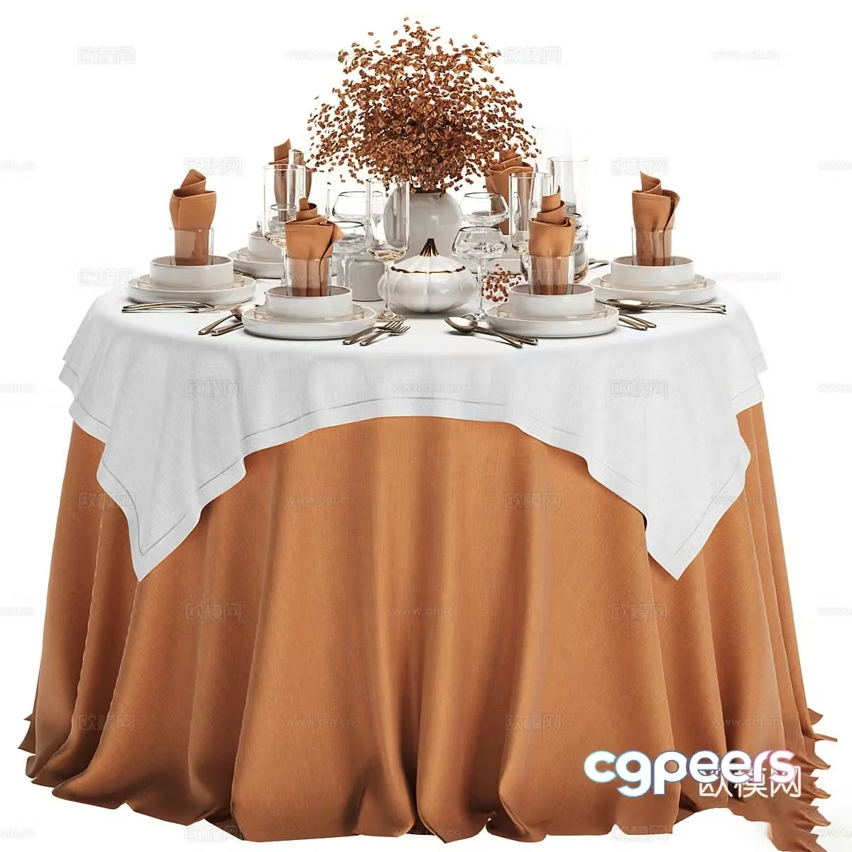 New Chinese tablecloth tableware 3D model