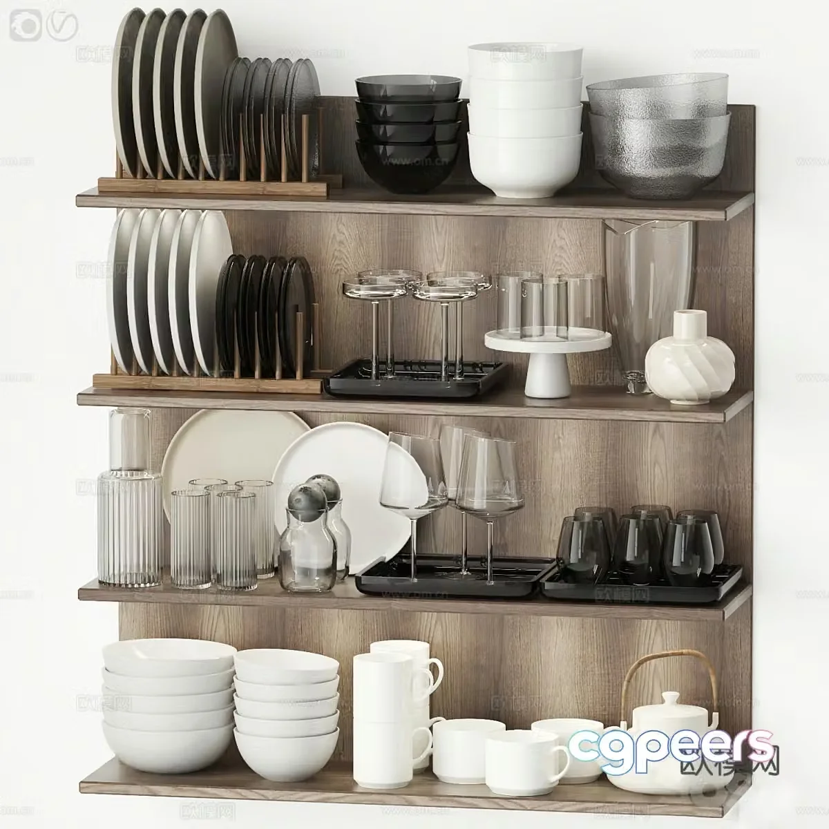 Tableware ornaments Tableware combination Kitchen ornaments Cabinet Kitchen laminates Dish Cup Water 3D Model