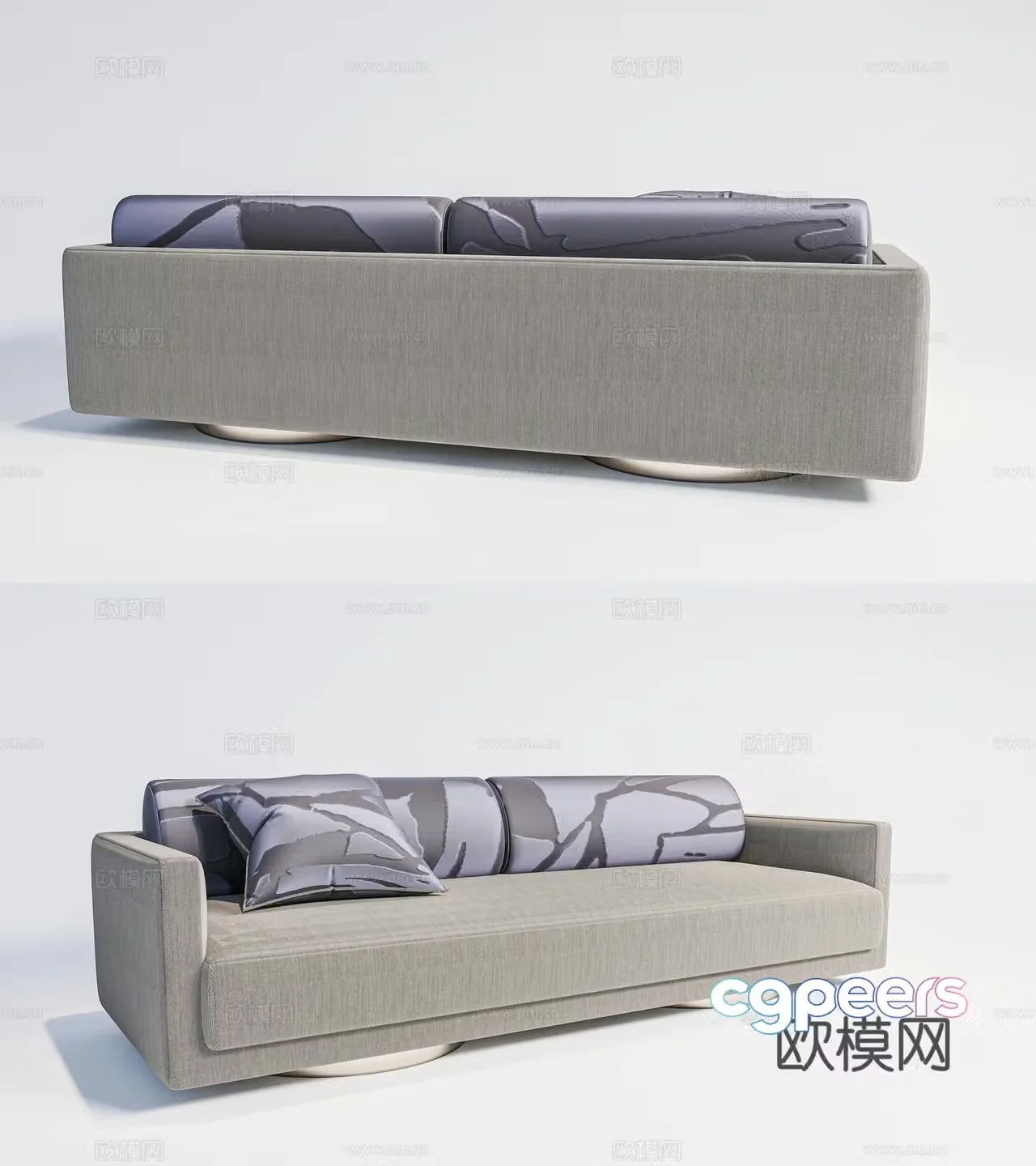 Modern sofa multi-person sofa straight sofa pillow sofa 3D model