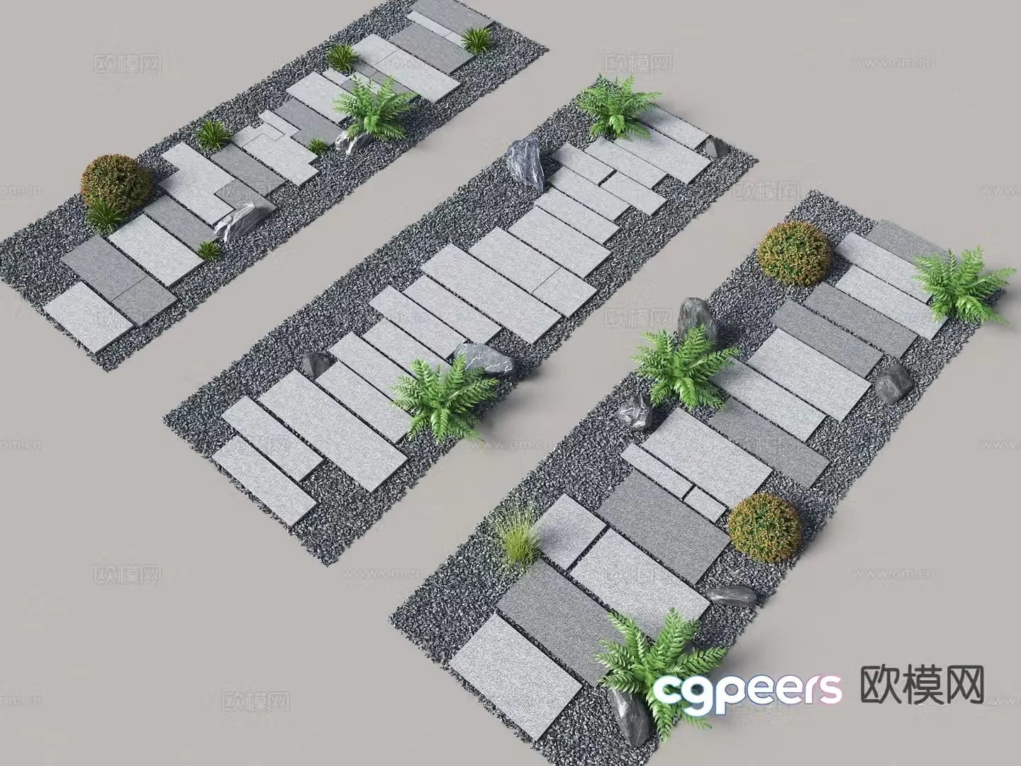 Chinese style slate steps old slate slate paving rough slate 3D model