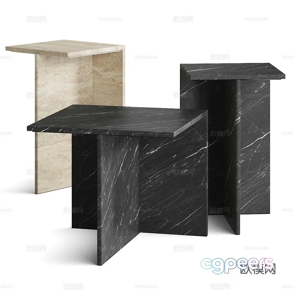 Modern Italian marble side table 3D model